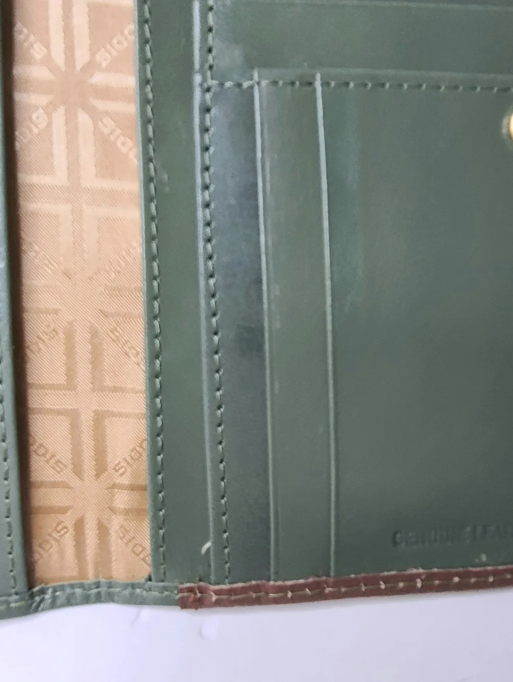 Lodis Color Block Genuine Leather Brown Green Bifold Wallet